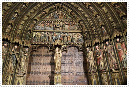 Painted gothic portico of Santa Maria de Los Reyes, Laguardia